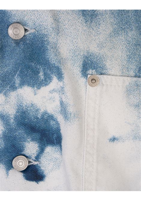 Camicia Tie-Dye Bianca e Blu Con Maniche Corte ALEXANDER MCQUEEN | 828698-QYABP9197
